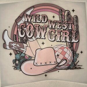 Comfort Colors Tee In IVORY Featuring "Wild West Cowgirl" Western Transfer